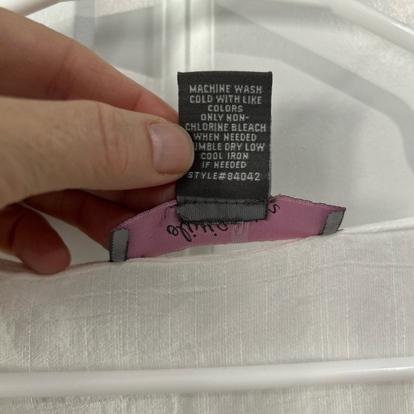 Olivia Martin Embroidered Sleeve Front Tie Top Women Sz S V Neck Blouse Cottage - Picture 9 of 9